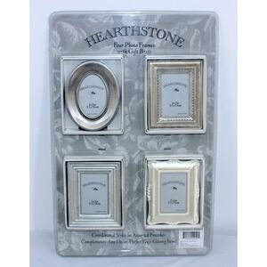 Hearthstone Four Photo Frames with Gift Boxes Silver Oval Rectangular Ornate